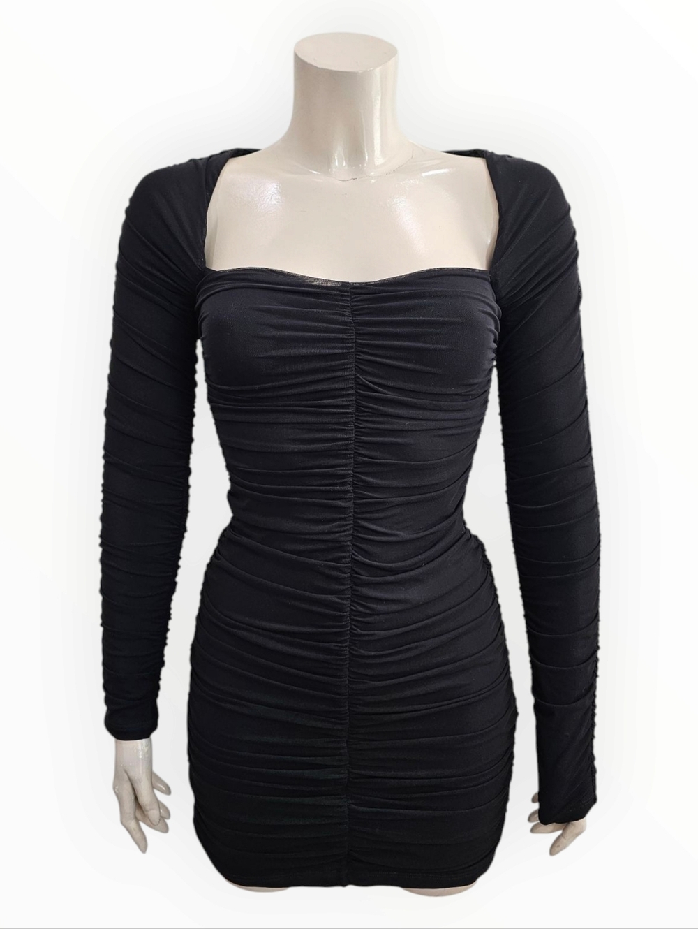 MICHAEL COSTELLO x Revolve Black Ruched Mini Bodycon Dress XS